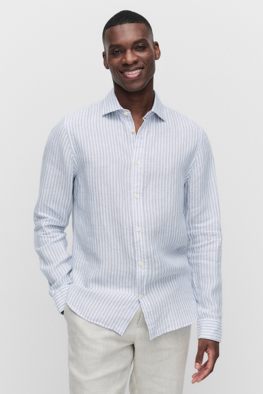 Dante linen shirt MID BLUE STRIPE